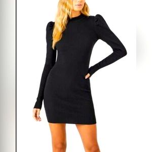 NWT EXPRESS Long Sleeve Puff Shoulder Dress Size XXS